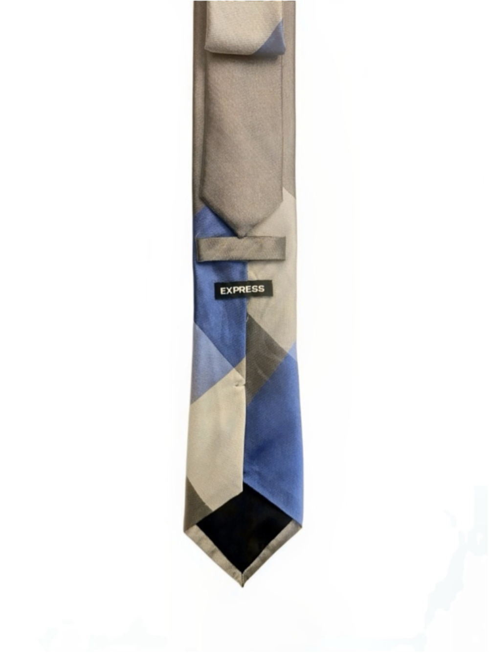 Express Grey and Blue Geometric Silk Tie - Picture 2 of 3